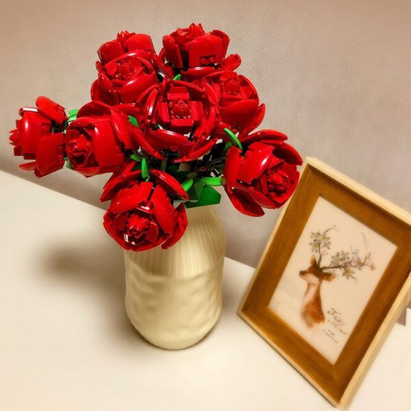Electrib Rose Building Block Bouquet 0W 0V 0Ah 0km/h 0km 0" Decorative Assembly Gift - obrazek 2