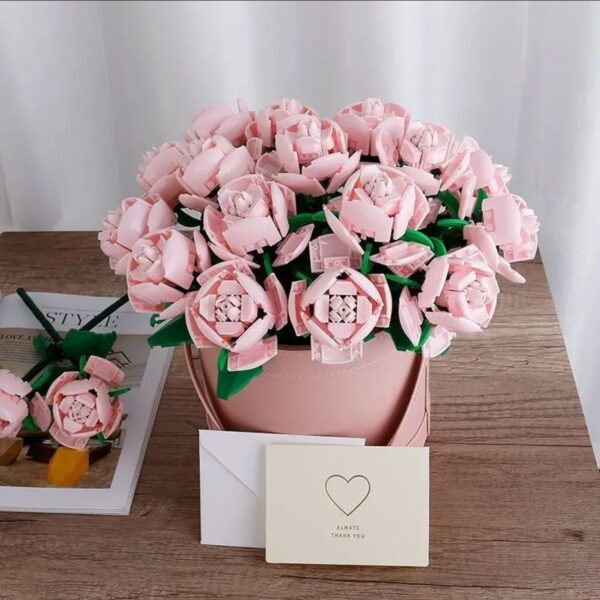 Electrib Rose Building Block Bouquet 0W 0V 0Ah 0km/h 0km 0" Decorative Assembly Gift - obrazek 3