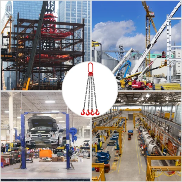 VEVOR 4T Chain Sling - 1M / 2M x 8MM Four Leg with Powder Coating Steel Hook - Grade 80 High Temperature Resistance for Lifting – Image 2