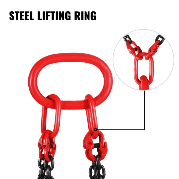 VEVOR Lifting Chain Sling Lifts 5 Tonne 1.5M 3M 4M X 5/16 Inch Heavy Duty With 4 Legs Grade Hooks and Adjuster G80 Alloy Steel – Bild 6