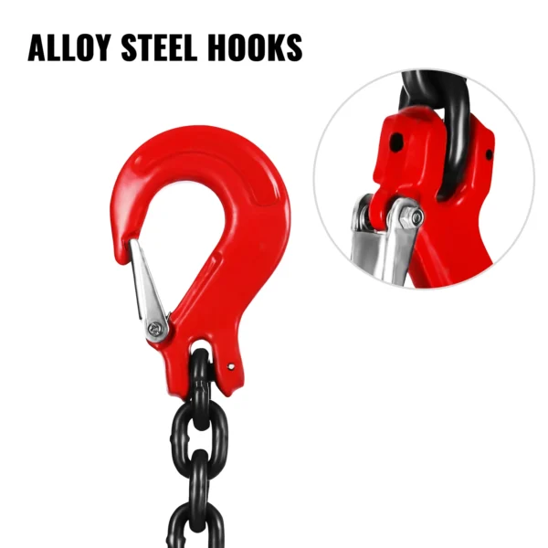 VEVOR Lifting Chain Sling Lifts 5 Tonne 1.5M 3M 4M X 5/16 Inch Heavy Duty With 4 Legs Grade Hooks and Adjuster G80 Alloy Steel – Bild 5