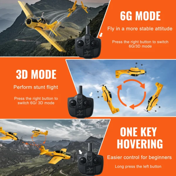 VEVOR RC Plane 2.4G 4CH Remote Control Airplane with 6-Axis Gyro Stabilizer Aircraft Toy RC Glider for Kids Beginners Boys Gifts - Image 3