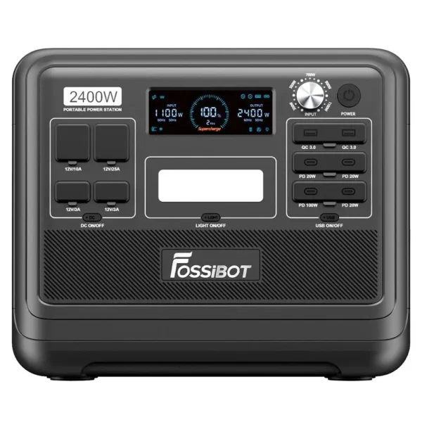 Fossibot F2400 Pure Sine Wave Portable Power Station 2048Wh 2400W Output Generator 16 Output Ports Solar Portable Folding Trolley - Image 5