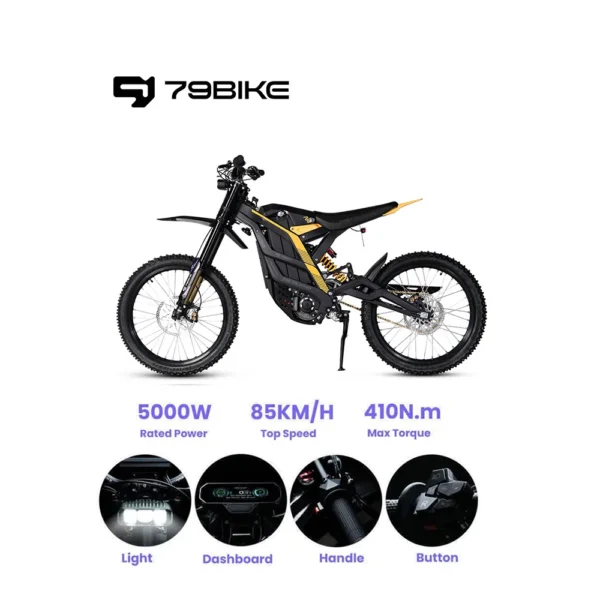 79BIKE Falcon Pro 5000W 72V 35AH Electric Motorcycle - Pilt 5
