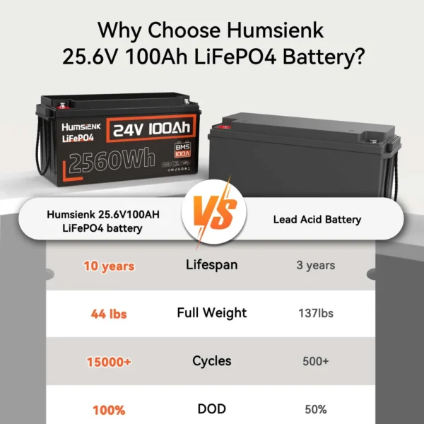 Humsienk 100Ah 24V LiFePO4 Battery - Image 2