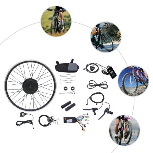 24” 36V 500W Front/Rear Electric Bike Conversion Kit Ebike Rear Bicycle Hub Motor Wheel Conversion Kit with LCD Display - Image 2