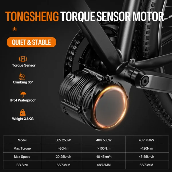 Varstrom x Tongsheng 250W 500W 750W 1000W TSDZ2B TSDZ8 Ebike kit 36V 48V Engine Torque Sensor Mid Motor Ebike Lithium Battery - Billede 2