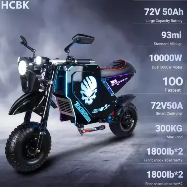 M10 72V 50Ah 10000W Dual Drive Electric Motorbike – Image 5