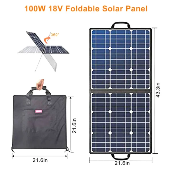 Flashfish SP18V 100W Portable Solar Panel 4-in-1 Connector Double USB outlets Portable & Foldable Compatible with Most Power Sta - Image 6