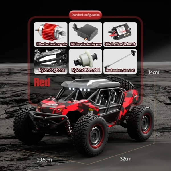 16106 1:16 50KM/H 4WD RC Car With LED Remote Control Off-road Cars High Speed Drift Monster Truck for Kids vs Wltoys 144001 Toys - Image 6