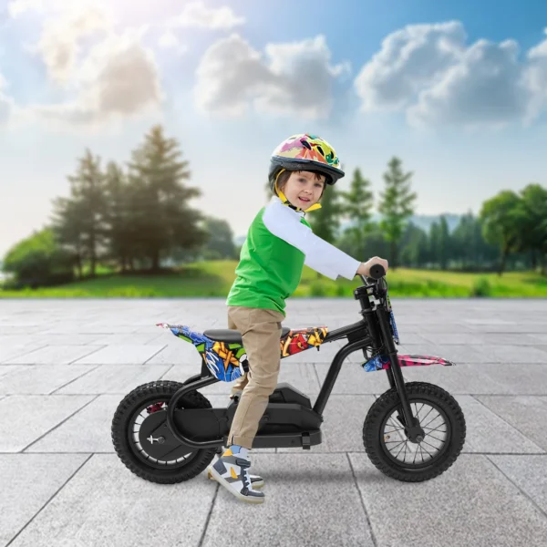 Kids Electric Motorcycle 150W 24V 3.0AH Battery Dual Speed LED Lights for Children Over 6 Years Black Colorful - Image 2
