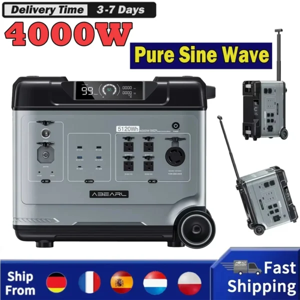 OUKITEL P5000 Pro Solar Generator 160000mAh Power Station 4000W Pure Sine Wave Smart Temperature Control Charging Stations