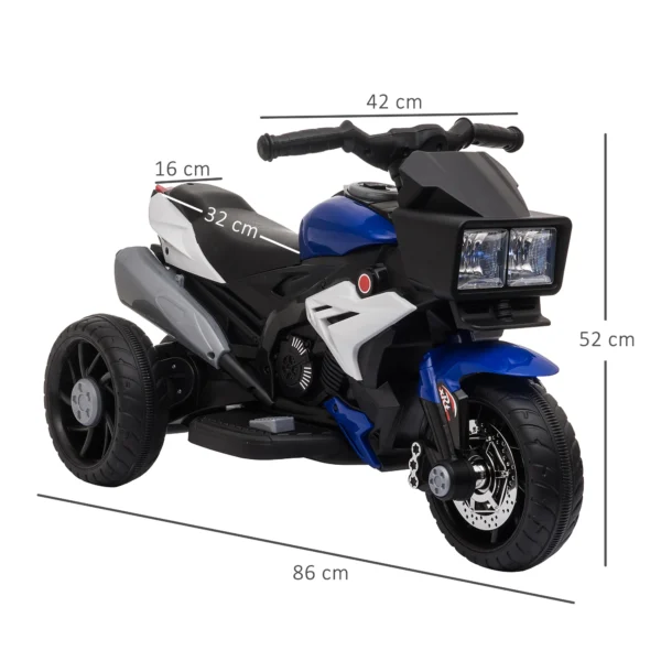 HOMCOM electric motorcycle + 3 years with 3 wheels Lights Music 3 km/h 86x42x52cm - obrazek 3