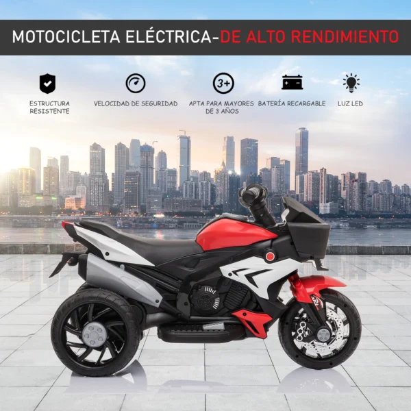 HOMCOM electric motorcycle + 3 years with 3 wheels Lights Music 3 km/h 86x42x52cm - obrazek 6