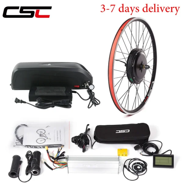 Zestaw do konwersji roweru elektrycznego CSC 48 V 1000 W 1500 W Silnik bezszczotkowy w piaście 36 V 350 W Zestaw do konwersji roweru elektrycznego 48 V 18 Ah akumulator Hailong