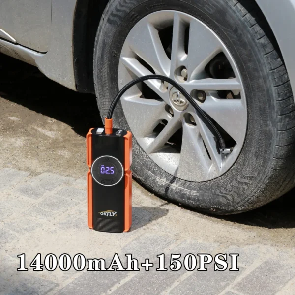 4 In 1 Car Jump Starter Air Pump Power Bank Lighting Air Compressor 16000mAh Cars Battery Starters Starting Auto Tyre Inflator - Image 4