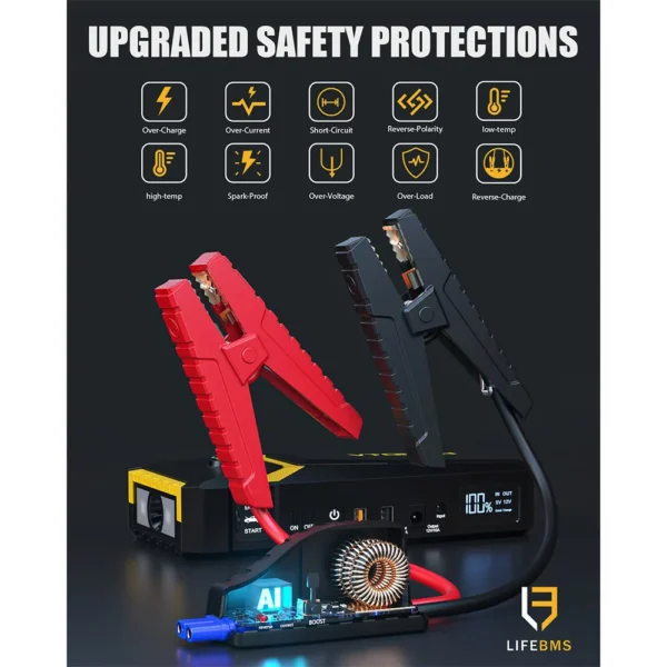 VTOMAN V8 PRO 3000A Car Jump Starter 24 Months Standby Time, LCD Screen, for Up 8.5L Gas and 6.5L Diesel Engines, 15W Input Port – Image 5