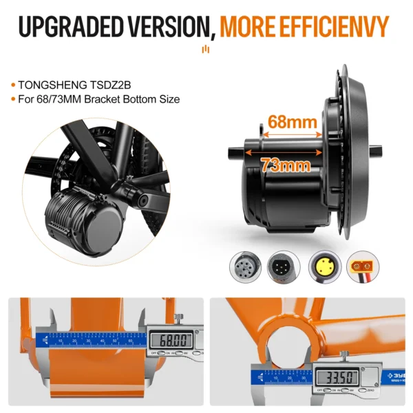 Tongsheng 750W 500W 250W Motor Kit TSDZ8 TSDZ2B Mid Drive Torque Sensor Engine Electric Bicycle Conversion Kit 13Ah 20Ah Battery - obrazek 3