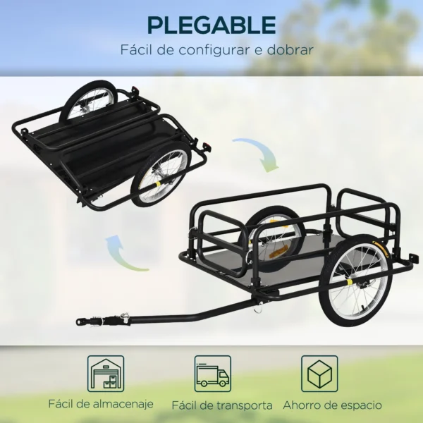 PawHut cargo bicycle trailer 40kg light steel frame with – Image 4
