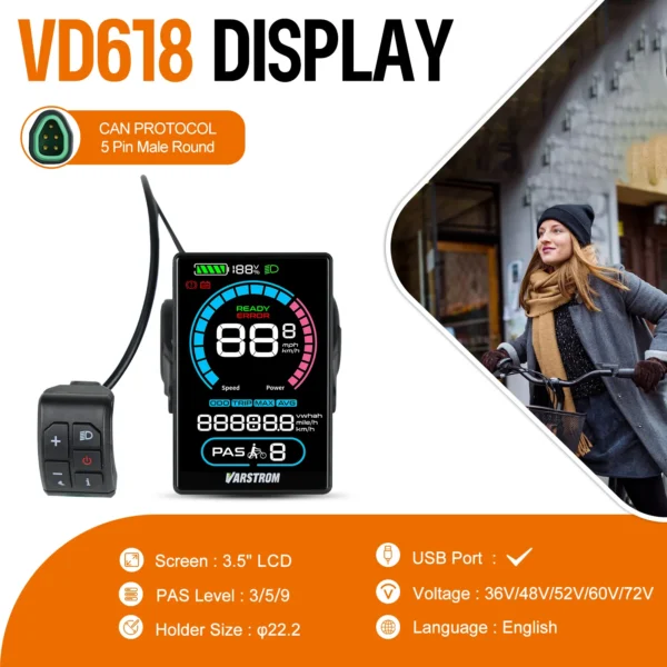 BAFANG CAN Protocol Display For CAN BUS System Motor Kit DPC010 DPC080 EKD01 Bluetooth VD03 Mini VD618 VD61 Ebike HMI – Image 3