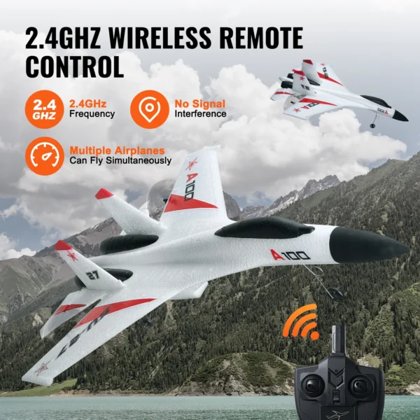 VEVOR SU27 RC Plane 2.4G Remote Control Flying Model Glider Airplane with 2 Batteries Aircraft Foam Toys for Children Gifts - Image 5