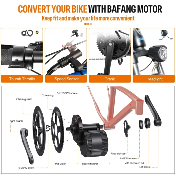 Bafang M615 Motor BBSHD BBS03B 48V 52V 1000W Mid Drive Motor Ebike Electric Motor eBike Conversion Kit Display DPC010 DPC080 HMI - Kuva 3