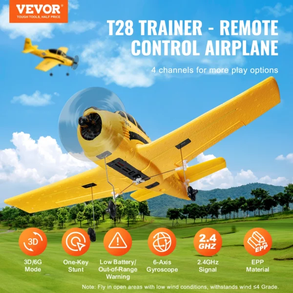 VEVOR RC Plane 2.4G 4CH Remote Control Airplane with 6-Axis Gyro Stabilizer Aircraft Toy RC Glider for Kids Beginners Boys Gifts - Image 2