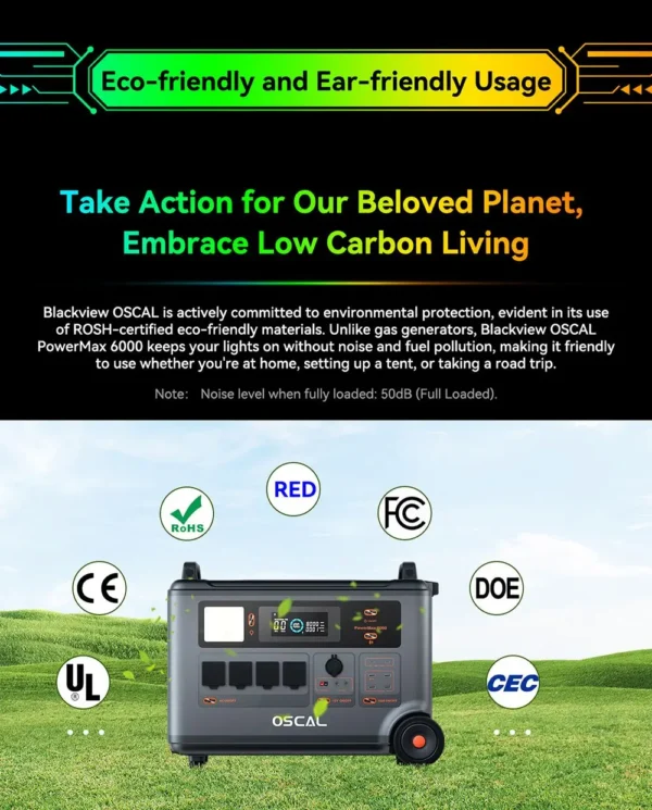 Oscal PowerMax6000 6000W EU-plug Power Station 3600Wh to 57600Wh LiFePO4 Battery 14 Outlets 120V/240V Dual Voltage Output - Image 5