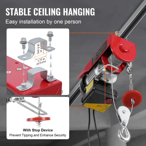VEVOR 440lbs Wireless Electric Lifting Hoist with 40ft Single/20ft Double Slings Lifting Height Lift Hoist for Garage Warehouse - Image 5