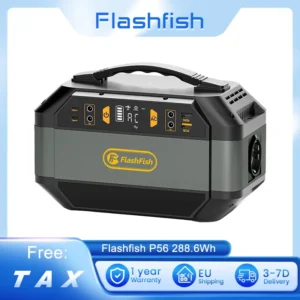 Flashfish P56 Portable Power Station, 288.6Wh/78000mAh Battery Pack Solar Generator, 330W AC Output, 600W Peak Output