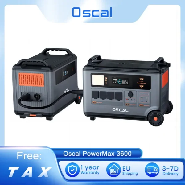 Oscal PowerMax 3600 3600W Power Station 57600Wh Max Battery Expanded form 3.6-57.6 kwh capacity