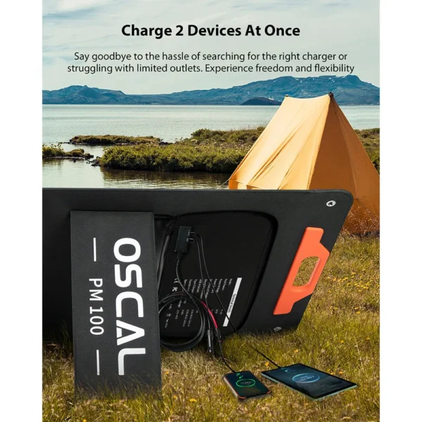 Blackview Oscal PM100 Foldable Solar Panel, IP65 Waterproof, with Type-C QC3.0, USB Output and 5-in-1 Cable - Pilt 3