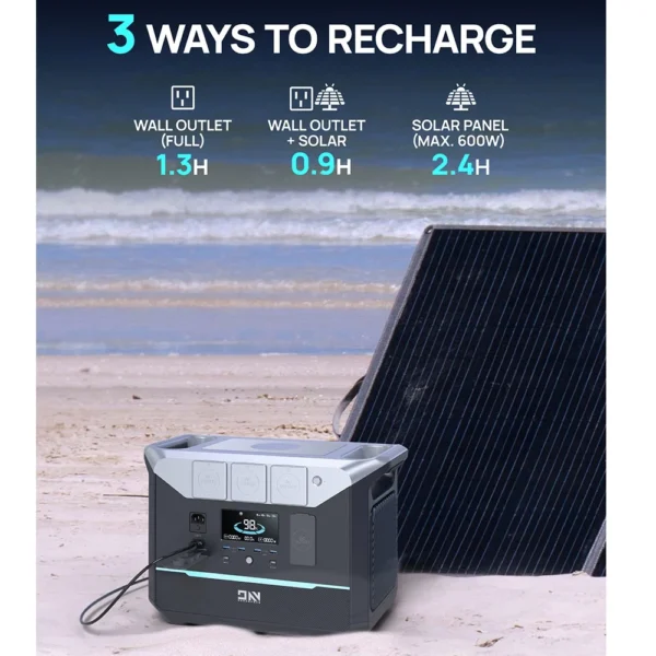 DaranEner NEO1500Pro Portable Power Station, 1382Wh LiFePO4 Solar Generator, 1800W AC Output, Charge to 80% in 1 Hour, 14 Ports - Image 6