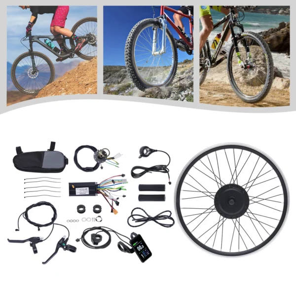 24” 36V 500W Front/Rear Electric Bike Conversion Kit Ebike Rear Bicycle Hub Motor Wheel Conversion Kit with LCD Display - Image 3