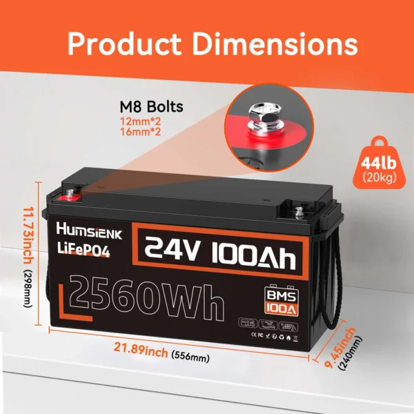 Humsienk 100Ah 24V LiFePO4 Battery - Image 3