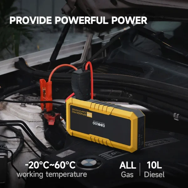 GOOLOO GP4000 PRO Jump Starter, 26800mAh Power Bank, 4000A Peak, 15V 10A DC Output, 1W White LED, 10L Diesel, 15W(5V/3A) - Image 4