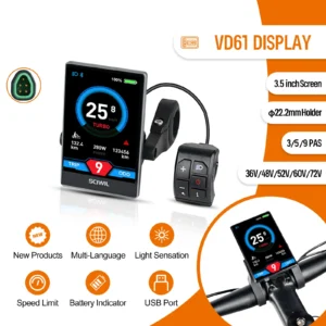 VD61 Display for Bafang Middle Motor CAN Bus E-Bike Display Compatible with M625 M325 M225 M200 M400 M500 M600 M620 M420 M510