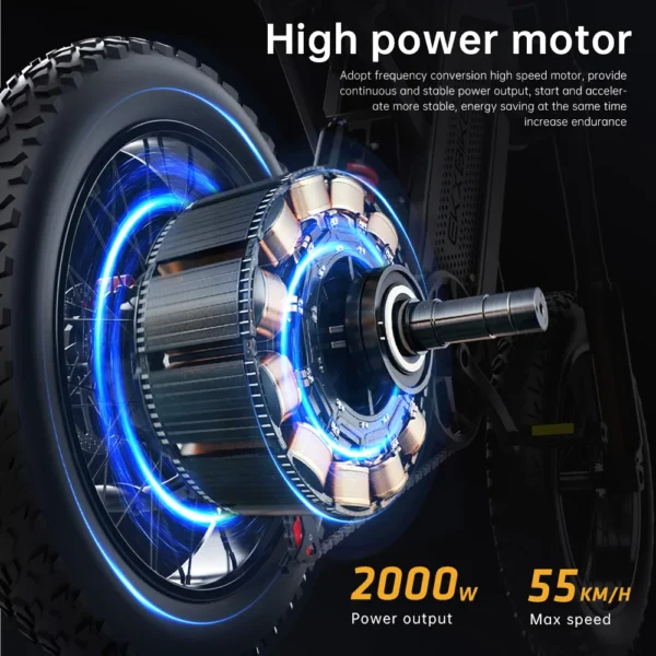 EKXBIKE X21 2000W 48V 35AH 55km/h 20“ Off-Road Mountain Fat E-bike - Image 2