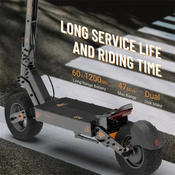 KuKirin G4 2400W 60V 20Ah 70km/h 75km 11" Off-Road Folding Scooter - Image 6