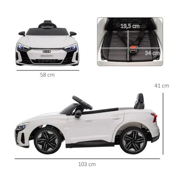 HOMCOM electric car for Kids + 3 years AUDI RS e-tron GT 103x58x41 cm White - Pilt 3