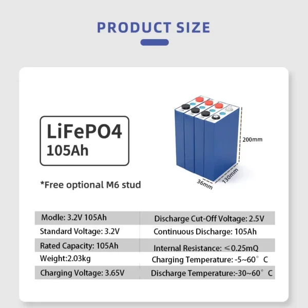 GaiaRay EVE 105Ah 3.2V LiFePO4 Battery Cells - Image 2