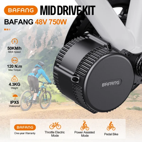 Bafang 750W Mid Drive Motor Electric Bicycle Conversion Kit BBS02B BBS02 Ebike Engine 48V 20Ah 17.5Ah Hailong Battery 4A Charger - Paveikslėlis 2