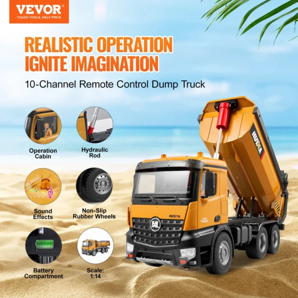 VEVOR RC Excavator Dumper Car Remote Control Engineering Vehicle Crawler Truck Bulldozer Toys for Boys Kids Christmas Gifts - obrazek 2