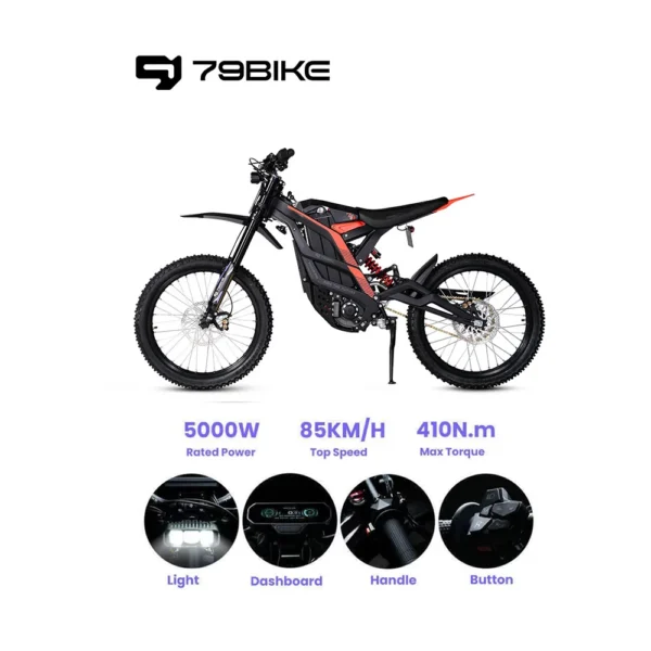 79BIKE Falcon Pro 5000W 72V 35AH Electric Motorcycle - Pilt 4