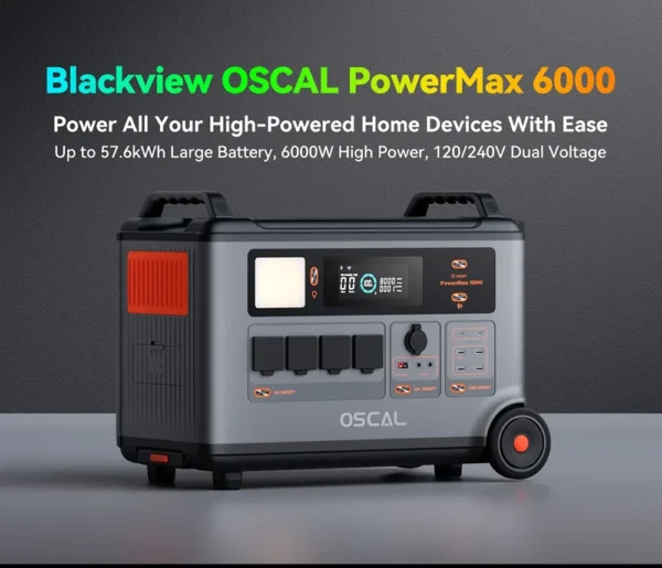 Oscal PowerMax6000 6000W EU-plug Power Station 3600Wh to 57600Wh LiFePO4 Battery 14 Outlets 120V/240V Dual Voltage Output - Image 2