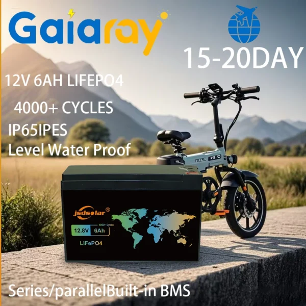 Gaiaray 6Ah 12V LiFePO4 aku