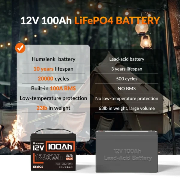 Humsienk 100Ah 12V LiFePO4 Battery - Image 2
