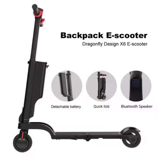 WOYU X6 250W 36V 5Ah 25km/h 40-60km Foldable Two-wheel Scooter – Image 3
