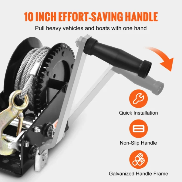 VEVOR Hand Winch Heavy Duty Rope Crank with 33 ft Steel Wire Cable and Two-Way Ratchet for Trailer Boat or ATV Towing – Bild 5