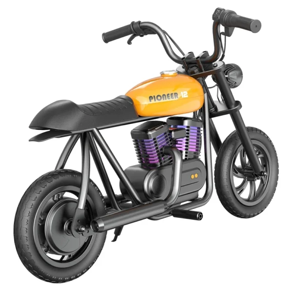 HYPER GOGO Pioneer 12 Plus Electric Chopper Motorcycle for Kids 24V 5.2Ah 160W, 12KM Top Range, Smoke, Bluetooth Speaker, Fender - obrazek 4